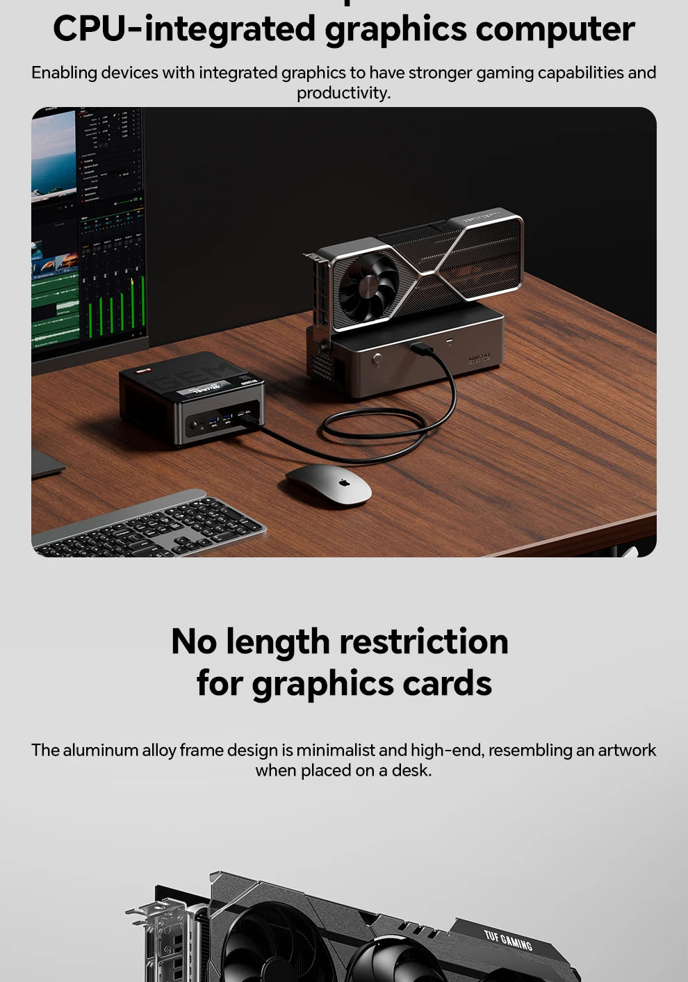 AOOSTAR AG02/AG01 EGPU Dock with OCuLink & USB4 Dual Ports, PCIe 4.0 x4 High Speed for Laptop Mini PC External Graphics Card.