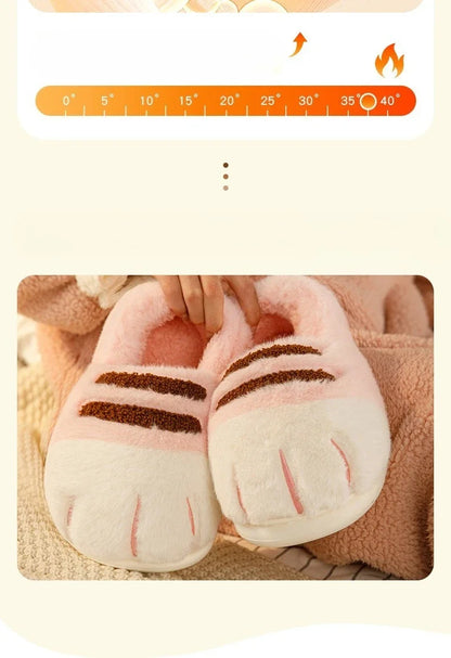 Winter Warm Slipper Women Home Fuzzy Cat Paw Claw Fur Plush Indoor Lazy Female Thermal Furry House Shoe Funny Flat flip flop.