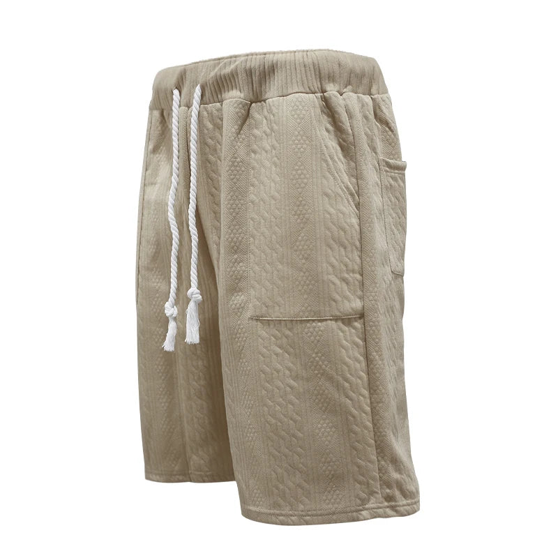 2024 Summer New Men's High Street Casual Loose Jacquard Sportswear V-Neck Short Sleeve Shorts Men's Fashion Suit