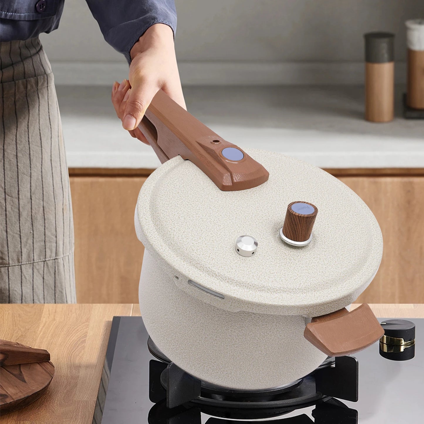 7L 24cm 80kPa Stainless Steel Pressure Cooker Beige Pressure Cooker For Cooking Kitchen Pot For Homes Fast Restaurants Hotels.