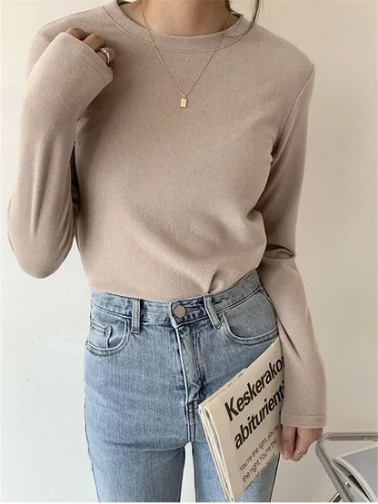 Winter Frauen Pullover T Shirt Frauen Oversize T-Shirt Frau Kleidung Weibliche T Tops Pullover Langarm Rohr Gestrickte T-shirt Top