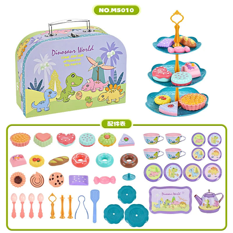 Kids Tea Party Set For Little Girls Mermaid Gift Pretend Toy Tin Tea Set Princess Tea Time Kitchen Pretend Play Tea Set Gift