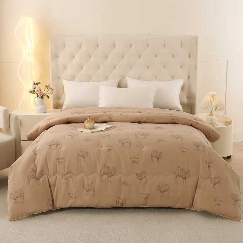 2025 new thickened polished camel hair quilt winter quilt student spring and autumn universal warm quilt in all seasons.