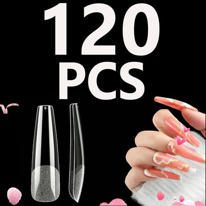 120PCS- Semi-frosted short almond clear fake nails, whitening nail art set with removable fake nails for festivals, parties, dat