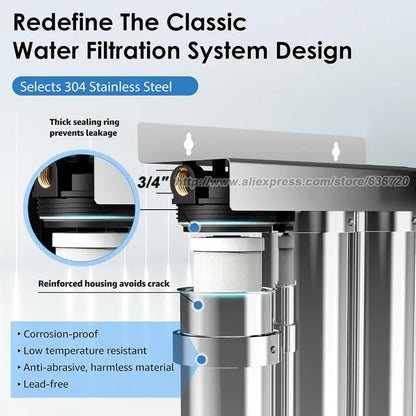 TSTUF 0.01μm Ultra-Filtration Under Sink Water Filter, Stainless Steel Water Filter for Sink, 5X Service Life.