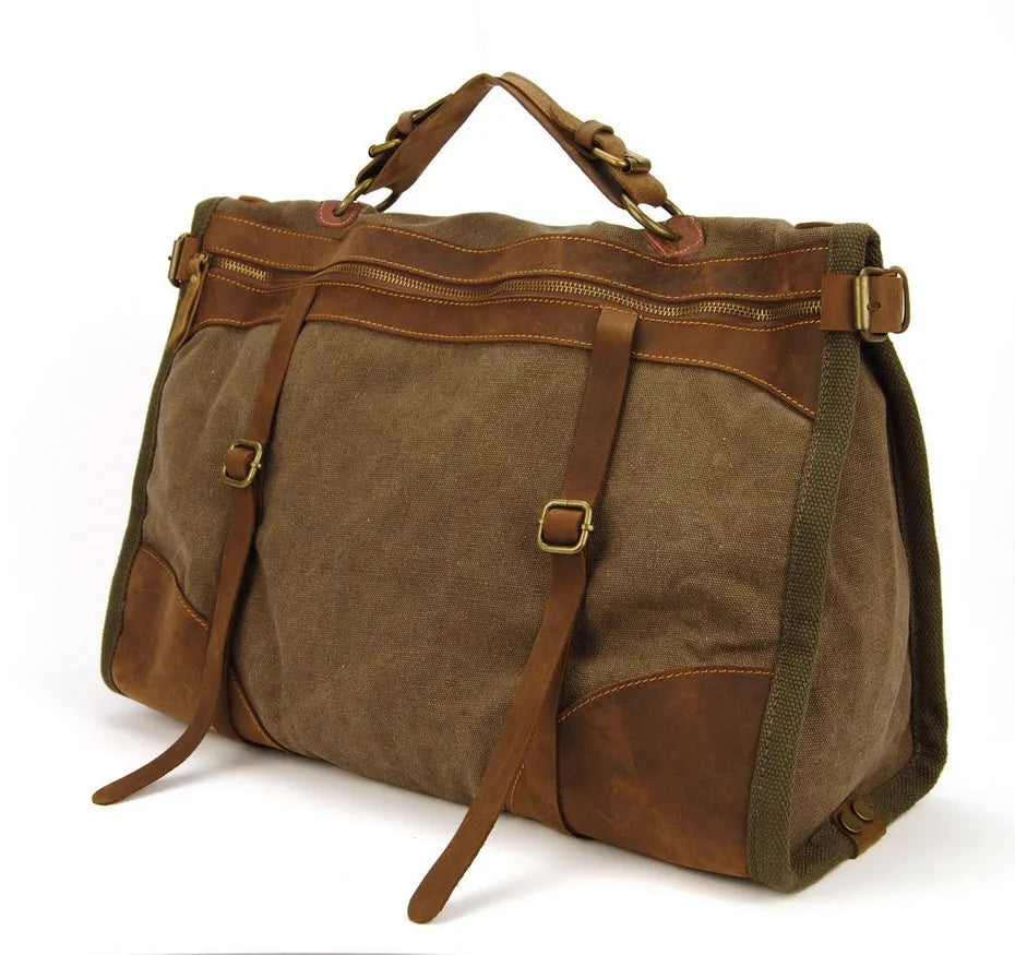 Vintage Retro militär Leinwand + Leder männer reisetaschen gepäck taschen männer wochenende Tasche Übernachtung duffle taschen tote Freizeit M314 #.