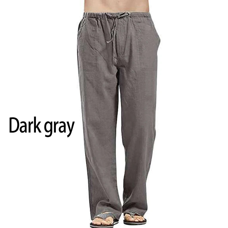Fashion Mens Linen Wide Pants Korean Trousers Oversize Sports Streetwear Male Spring Yoga Pants Casual Men Clothing Sweatpants.