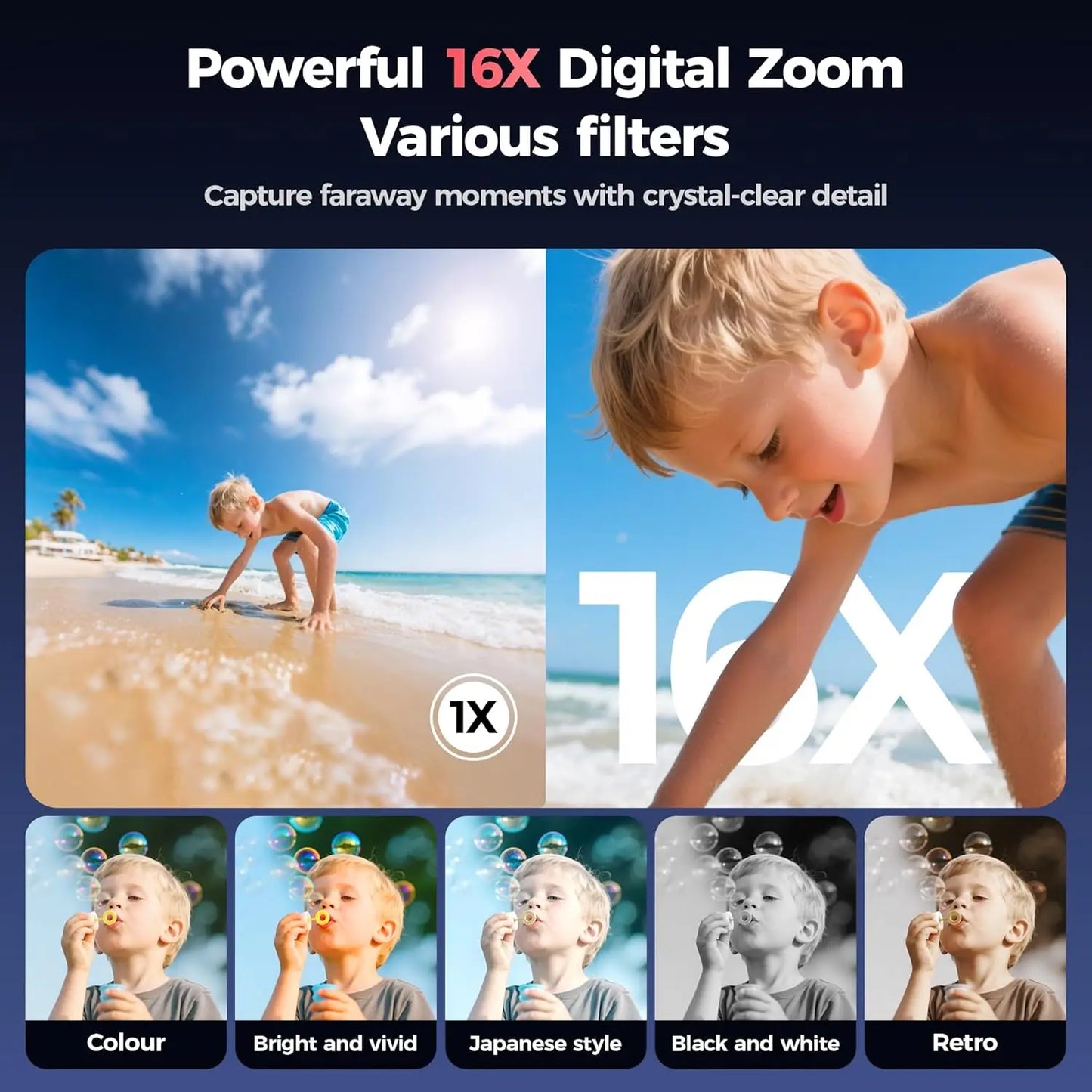 4K digital camera, 64 megapixel ultra high definition camera, 16x digital zoom 180 degree flip screen button digital camera, 32G.