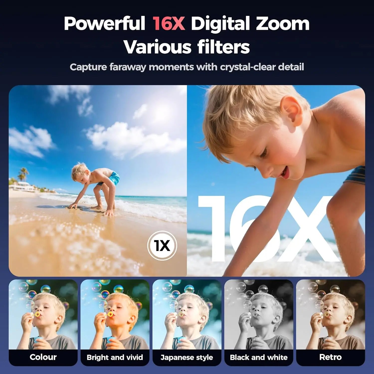 4K digital camera, 64 megapixel ultra high definition camera, 16x digital zoom 180 degree flip screen button digital camera, 32G.