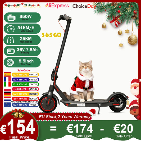 JUICEASE 365GO Adult Electric Scooter Max Speed 31km/h Max Range 20km For Xiaomi 350W Motor 36V with Smart APP Foldable EScooter.