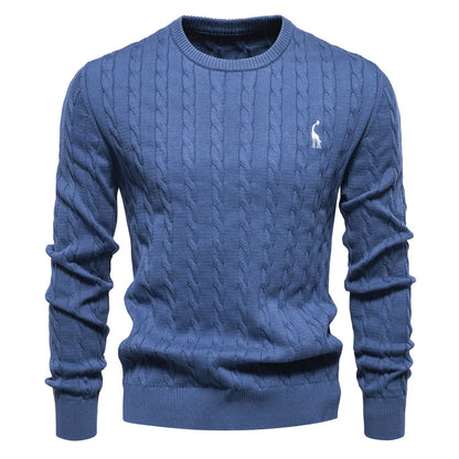 2024 High-quality Men's Sweater Pullover New Deer Embroidery Solid Color Knitted Sweater Men's Knit Sweaters  Men Clothing