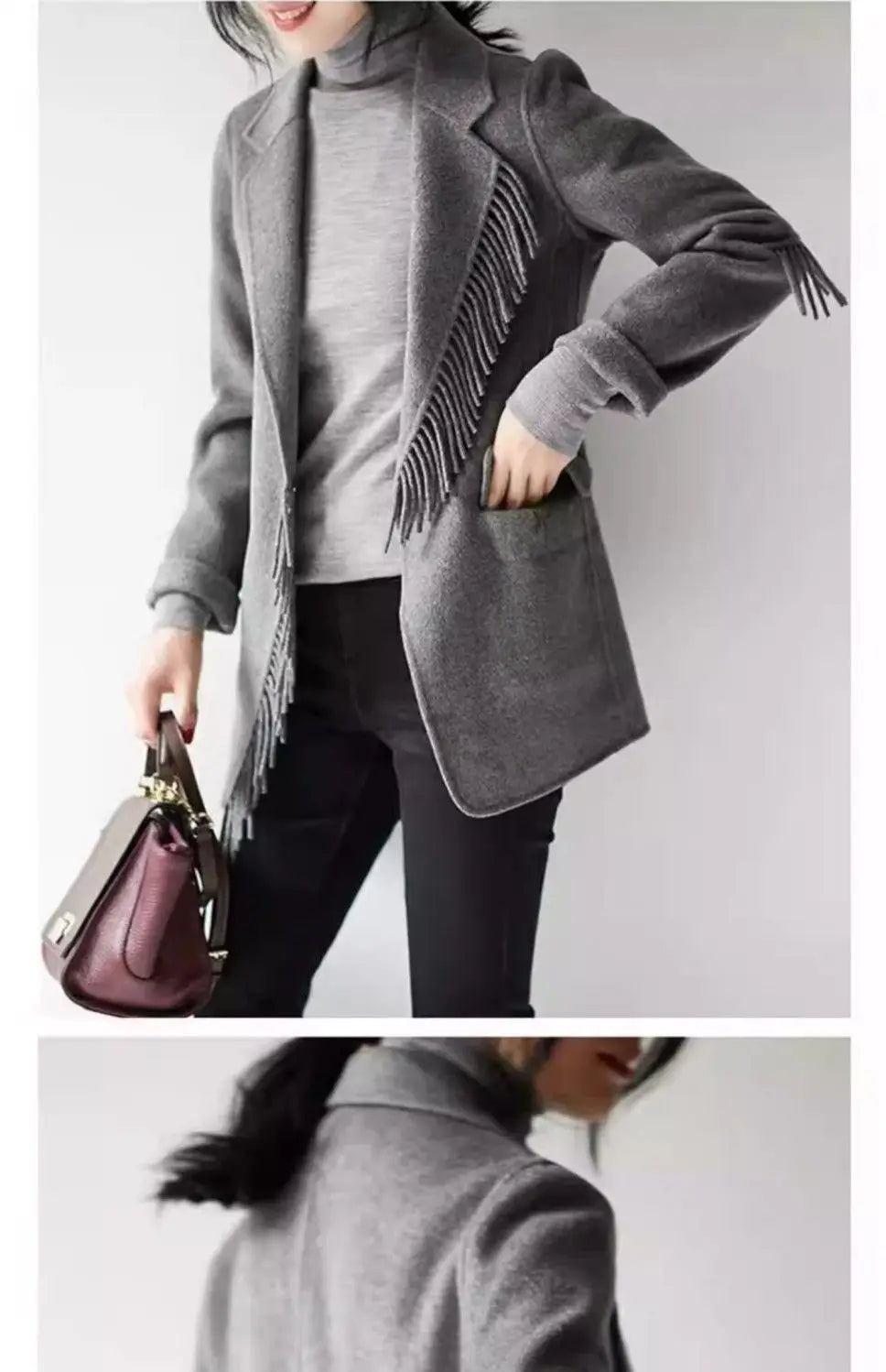 2025 neue Herbst Winter Wolle Mantel Frauen Windjacke Jacke Baumwolle Oberbekleidung Quaste Woolen Anzug Kleidung Weibliche Strickjacke.