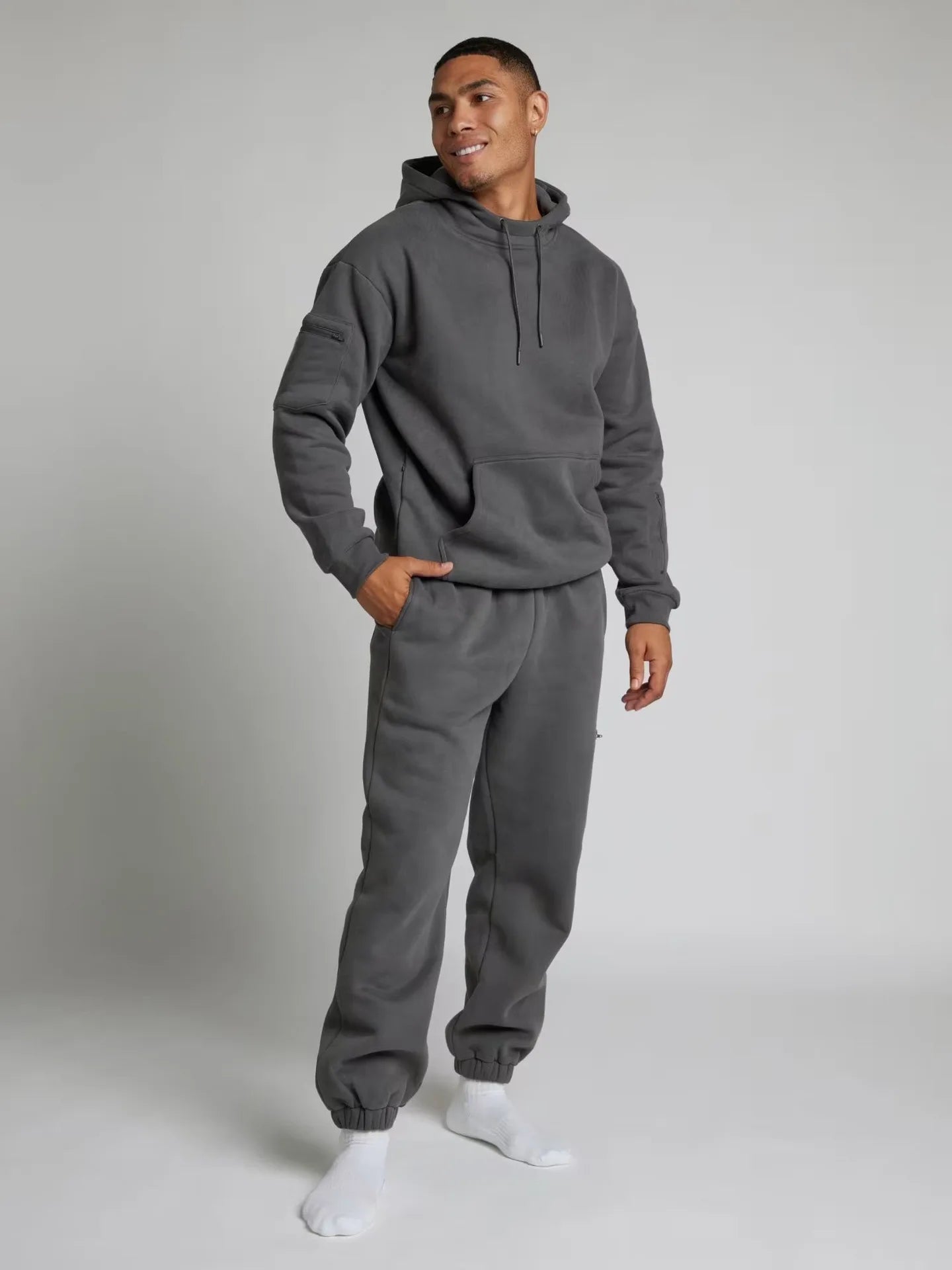 2025 Fitness Workout Outfits Autumn Winter Women Man Tracksuit Sport Pocket Sweatshirt Hoodies Sweatpants 2 Two Piece Set Lover