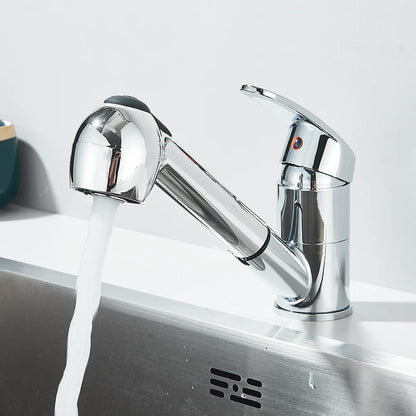 Kitchen Faucets Chrome Deck Mount Bathroom Basin Faucets Single Handle Single Hole Hot and Cold Water