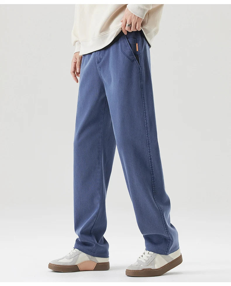 Men's Loose Straight Lyocell Wide Leg Trousers 2025 Autumn Winter Drape Comfortable Versatile Casual Pants Plus Size 5XL