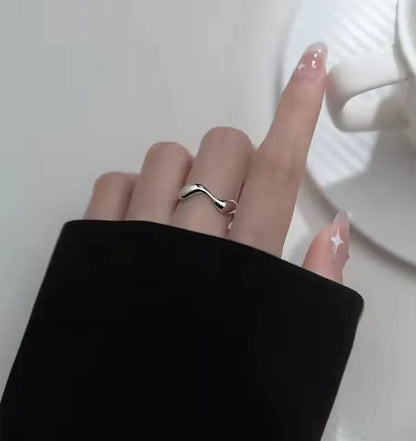 VENTFILLE 925 Sterling Silver Irregular Design Wave Golden Stackable Finger Rings Trendy Adjustable For Women Gifts Dropshipping