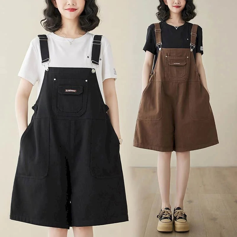 Denim Jumpsuits for Women Vintage Korean Style One Piece Outfit Casual Loose Rompers Wide Leg Jeans Summer New Women Clothing.