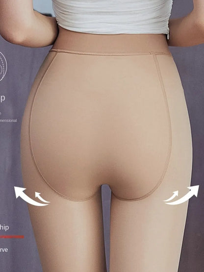 Winter Thermal Pantyhose Women Thicken Stockings Fake Translucent Pantyhose Fleece Lined Tights High Waist Elastic Wool Socks