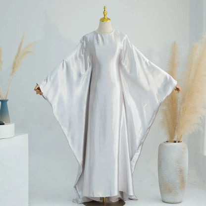 Batwing Butterfly Satin Abaya Dubai Luxury Muslim Kaftan Maxi Dress Abayas For Women Kebaya Robe Caftan Marocain Femme Vestidos.