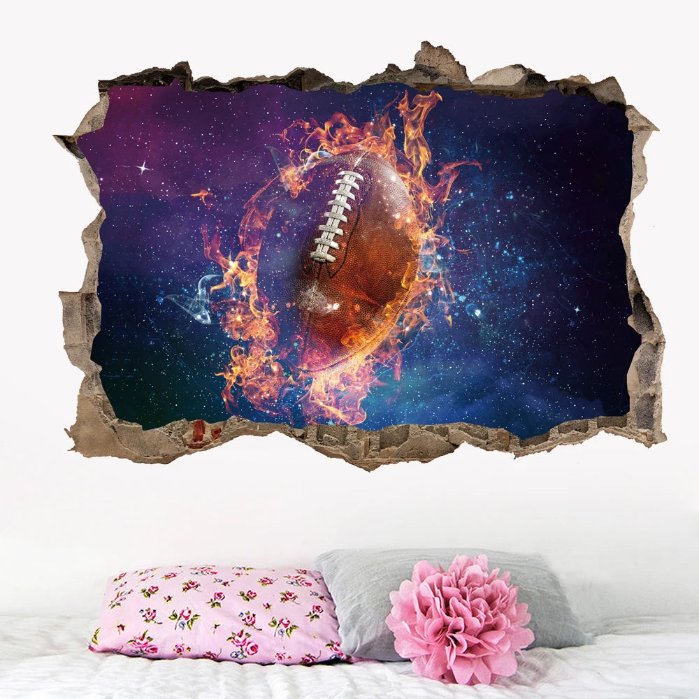 Creative Football PVC Wall Sticker Soccer Personalized Name Wall Decals For Kids Boys Room Mural Bedroom Decor Poster Art