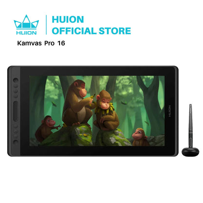 Huion Graphic Monitor Kamvas Pro 16 Drawing Tablet Screen 15.6 Inch Digital Tablets Draw Display with Battery-free Stylus Pen.