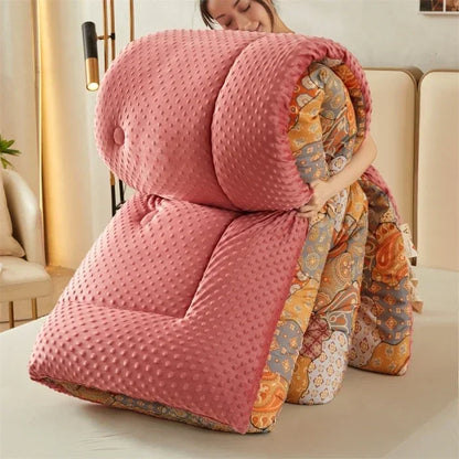 Home Textiles Comforter Stitch Printed Velvet Quilt Comforter Throw Blankets for Beds Winter Thicken Warm Quilt Core Bedding 이불