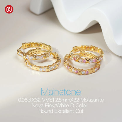 GIGAJEWE Moissanite D Nova Pink Color VVS1 Total 1.92ct 925 Silver Earring 18K Gold Plated Diamond Test Passed Jewelry Girl Gift.
