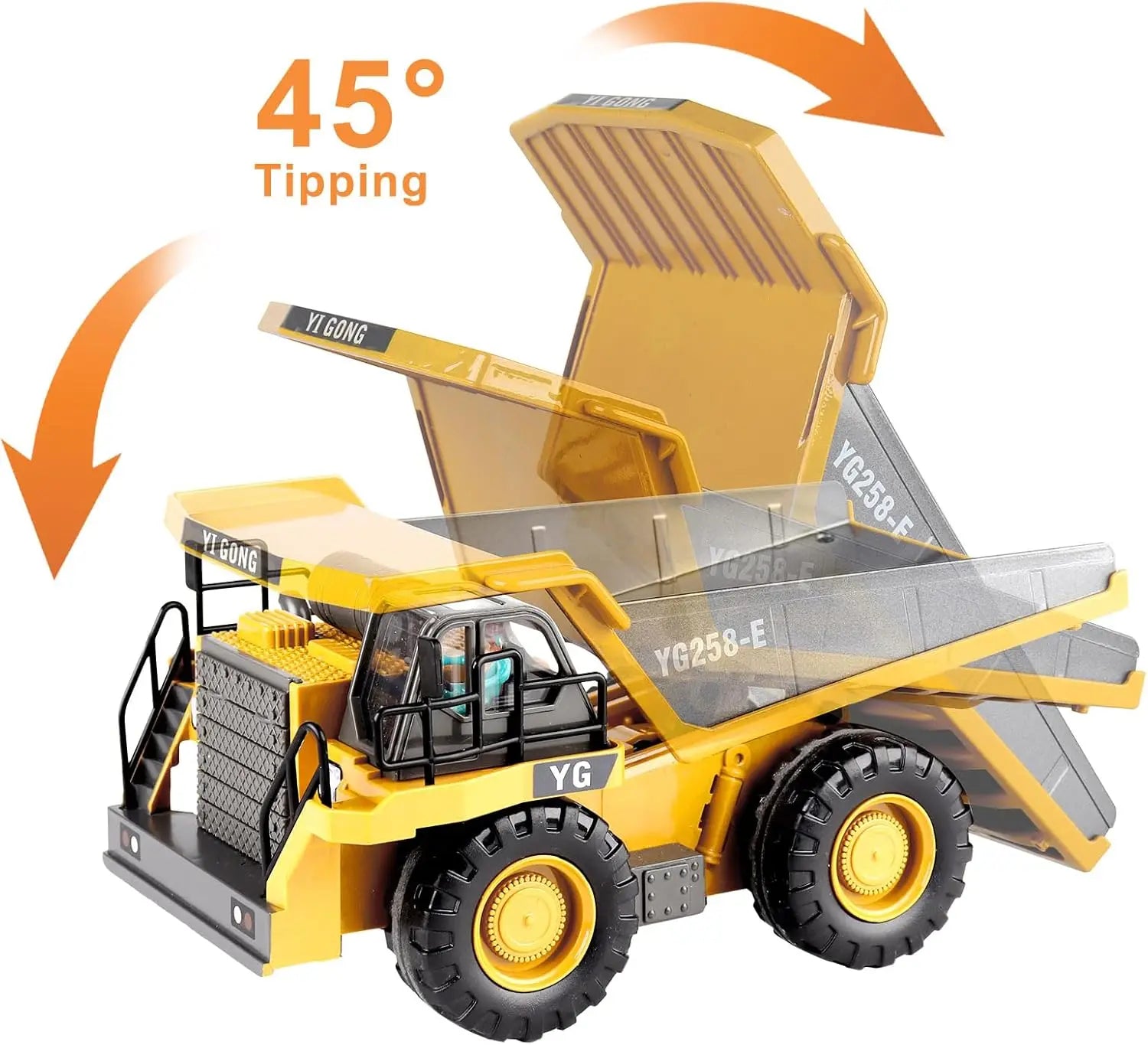 4WD Remote Control Excavator Toy Radio Controlled RC Dump Truck Vehicle Crawler Bulldozer Construction Car Gifts for Kids Boys.