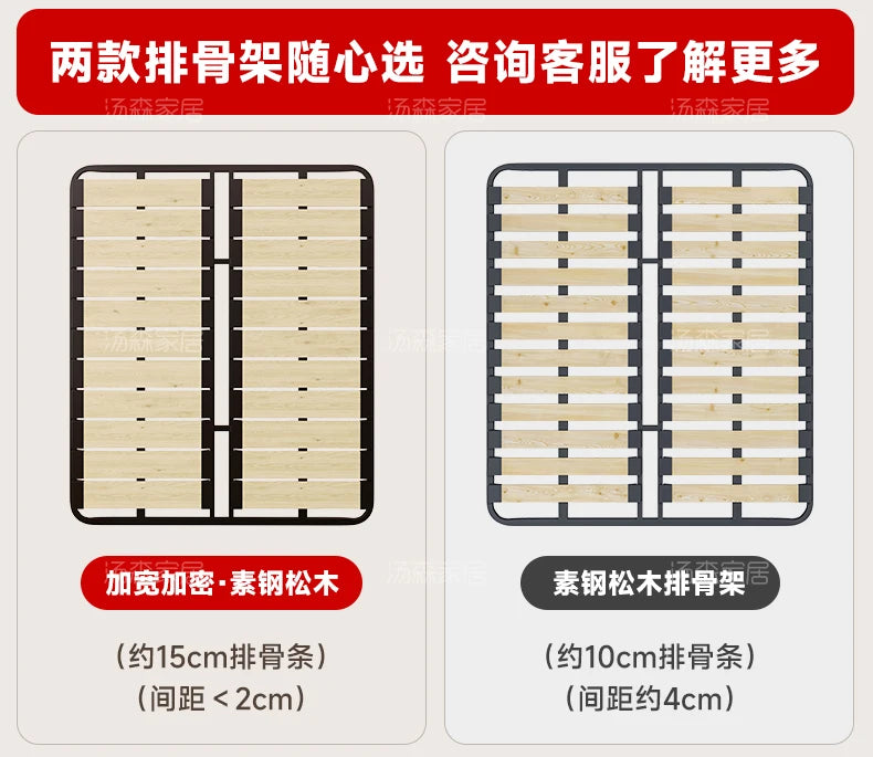 Hohes Kopfteil, Doppelbettgestell, schlichtes Holz, elegantes Queen-Size-Bett, Einzelbettgestell, Nachttische, Aufbewahrung, Cama Moderno Lujo-Möbel