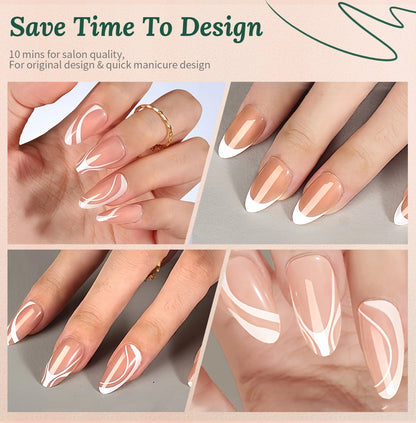 Nailpop 150Pcs French Gel Nail Tips Medium Almond Pre-Colored Press on Nails Skin Tones Soft Gel Nails False Nail Extensions.