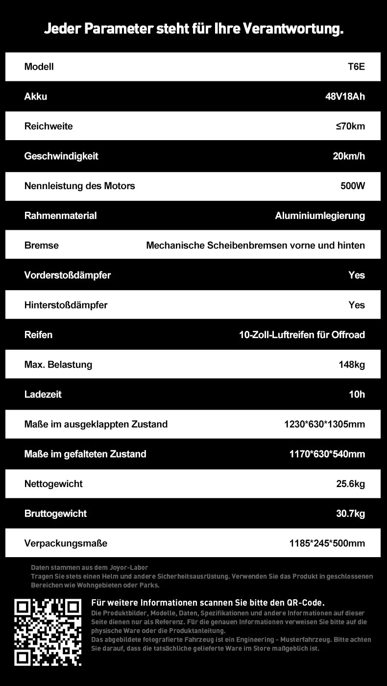 JOYOR T6E PRO (ABE) Adult Electric Scooter 500W Motor 48V26AH Battery E-Mountain Escooter 10" Off-Road Tire Foldable E-Scooter.