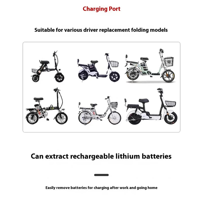 Silver Fish 36V/48V/60V 10Ah 20A lithium battery pack suitable for 1800W handheld folding two wheeled scooter battery+5A charger.