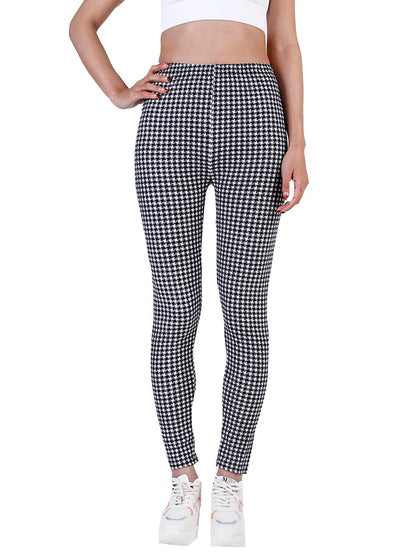CUHAKCI Mode Plaid Druck Leggings Frauen Sexy Fitness Leggins Grid Floral Streifen Hosen Hohe Taille Bleistift Hosen