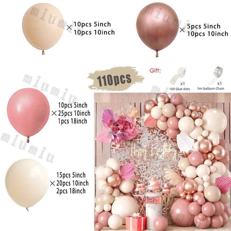 Erröten Retro Rosa Elfenbein Weiß Luftballons Girlande Bogen Kit für Geburtstag Party Hochzeit Baby Dusche Dekorationen Party Ballon Liefert