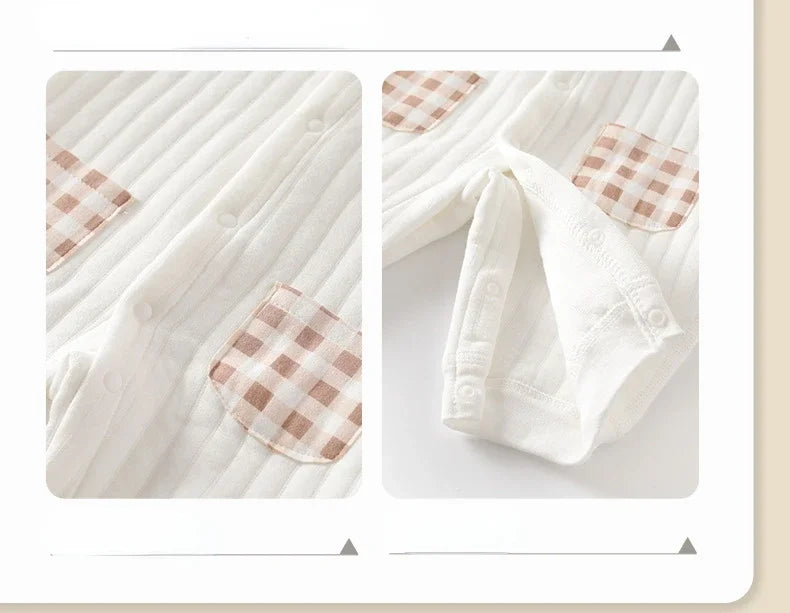 Neugeborenen Baby Overall Kleidung Winter Verdickt Strampler Jungen Mädchen Nette Stickerei Bär Body Herbst Kleidung 0-1-3-6M.