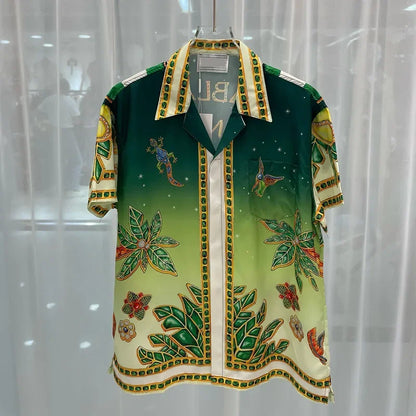 New Fashionable Digital Print Men's Short Sleeve Shirt And Shorts Set Popular with Young People across Borders Lightweight Cloth.