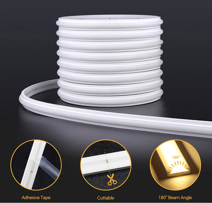 Neon Cob Self-adhesive LED Strip Touch Sensor Light AC110/220V TO DC 24V Silicone Tube Dimmable Neon Tape for Under Cabinet Lamp.