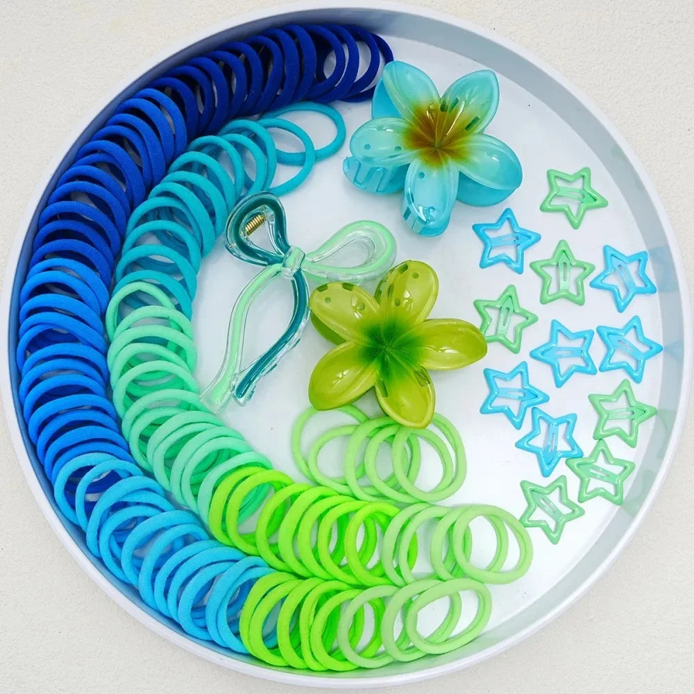 High Elasticity Durable Hair Accessories Butterfly Knot Egg Flower Combination Hair Clip Set for Women Girls Children Babies.