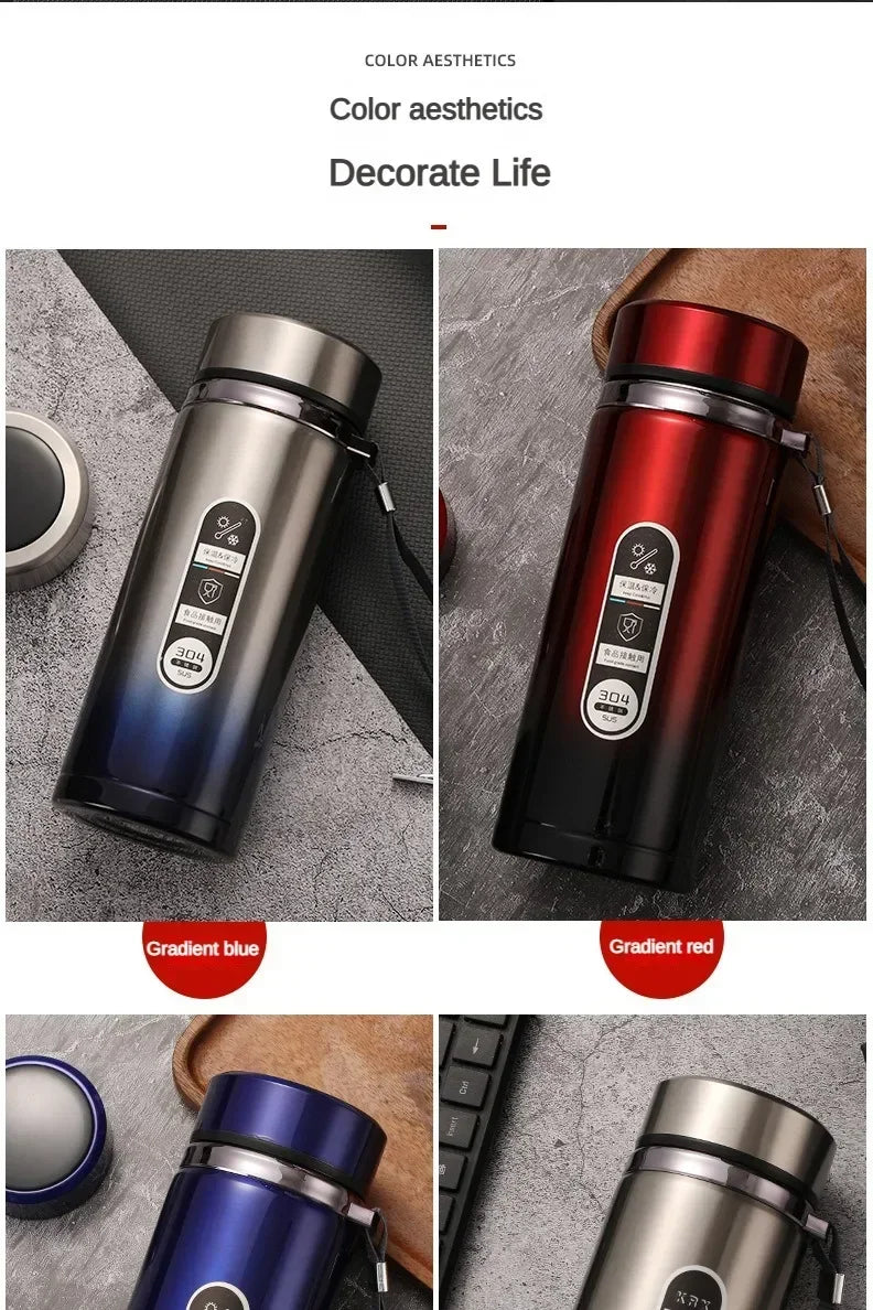 800ML-1L Stainless Steel Thermos Bottle 304 Tea Bottle Car Vacuum Bottle with LED Temperature Display Portable Drinking Cup.
