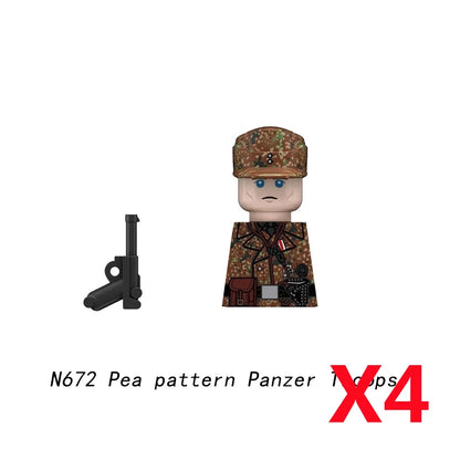 Military WWII Figure Building Blocks Accessories MP40 Rocket Launcher MG42 Officer Army Camouflage Soldier Pzf 98K Toy Gift N029