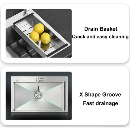 Wasserfall-Küchenspüle, Unterbau-Küchenspüle aus Edelstahl mit einer Schüssel, modernes Küchenspüle für die Arbeitsplatz