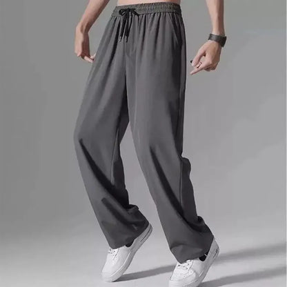Herren-Freizeithose mit lockerer Passform, ultradünn, vielseitig, gerades Bein, sportlich, drapiert, Eisseidenhose, Sommer, leicht