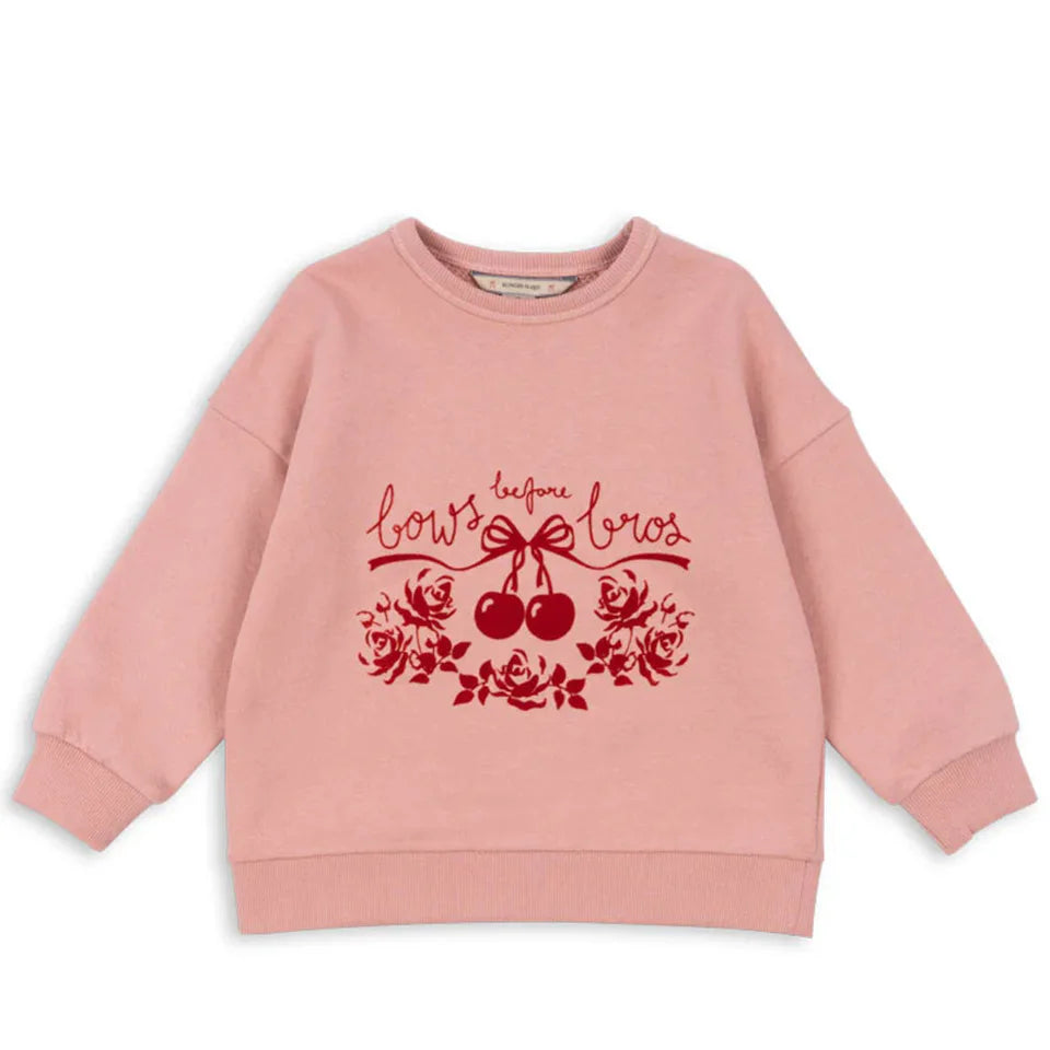 Konges Slojd AW Baby Girls Sweatshirts + Pants 2 Pcs Sets Lambswool Cherry Jackets Kids Clothes Girls Print Dresses Coats 1-9Yrs