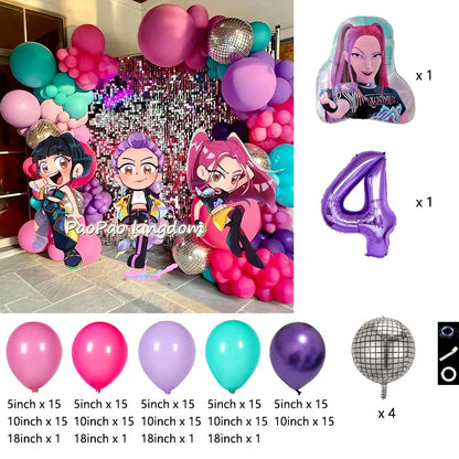 Kpop Dämonenjäger Themen Mädchen Geburtstag Luftballons Dekoration Anzahl Ballon Partyzubehör Babyparty Film Halloween Ballon