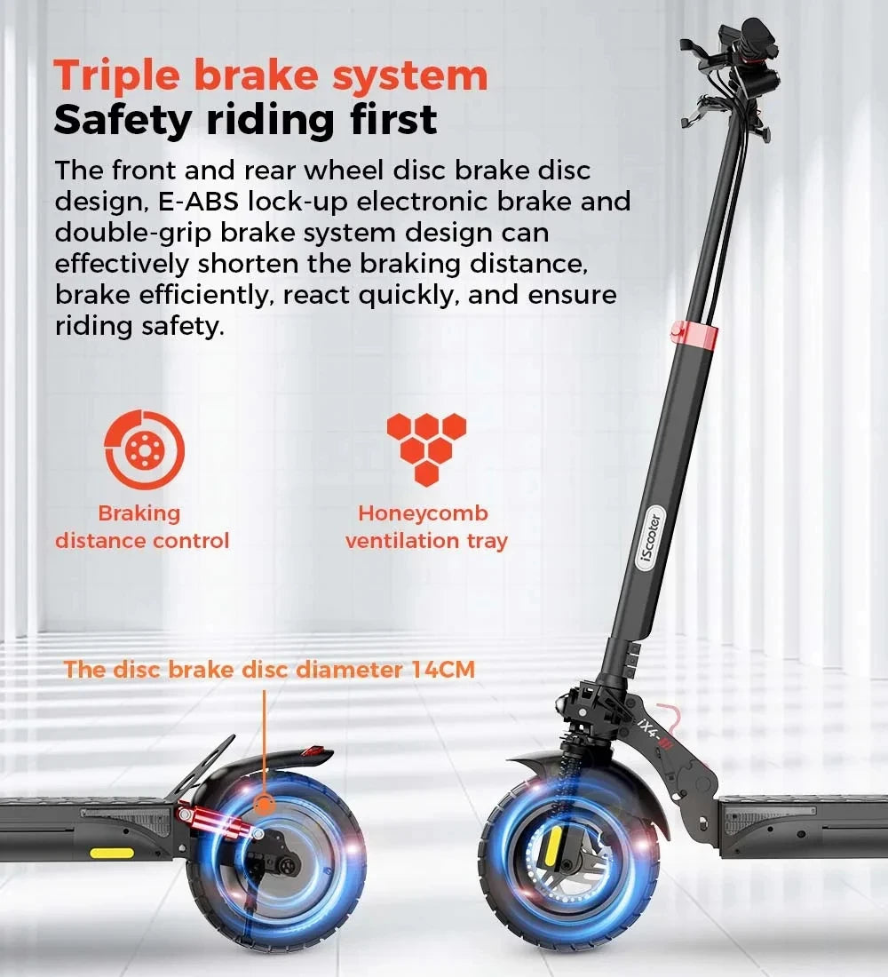 iScooter ix4 Foldable Adult Electric Scooter E-Scooter 45 KM/H Electric Kick Scooter 800W Skateboards 48V 15Ah Kickboard