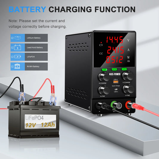 Professional Battery Charging Lab DC Power Supply 30V 60V 120V Adjustable Laboratory OCP OUTPUT 12V 10A Electric Vehicle Charger.