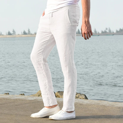 Men's Cotton Linen Pants Male Autumn New Breathable Solid Color Linen Trousers Fitness Streetwear S-3XL.