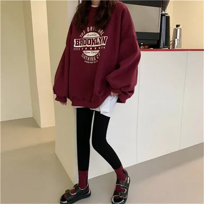 Women Hoodies 2025 Spring Woman clothing Office Lady Loose Coat Sweatshirts Letter Printed Pullovers Korean Fashion Y2k top Coat.