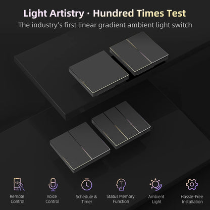 AVATTO Tuya Zigbee/WiFi Smart Lichtschalter mit Neutralleiter, Tasten-Rebound-Schalter mit Umgebungslicht-Unterstützung Alexa Google Home.