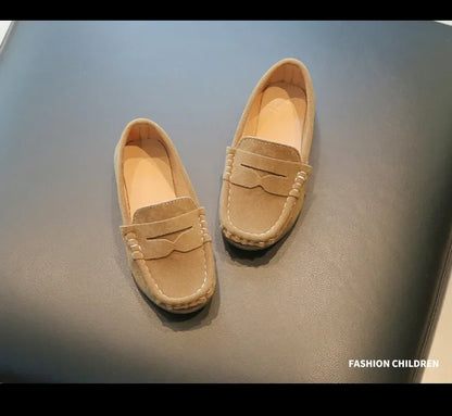 Boy Leather Shoe Fashion Solid Color Versatile Kids School Causal Single Shoes Breathable Non-slip Children Slip-on Flat Loafers.